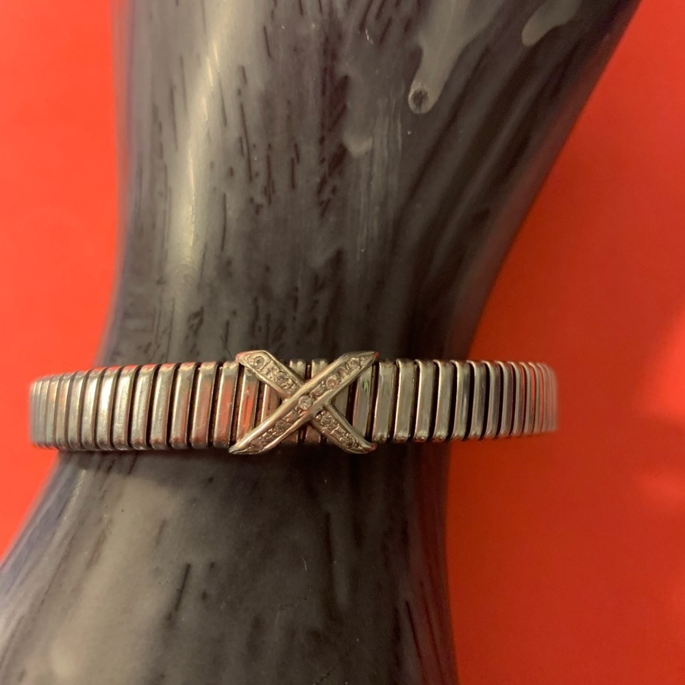 Stamped 925 Sterling silver bracelet with diamonds